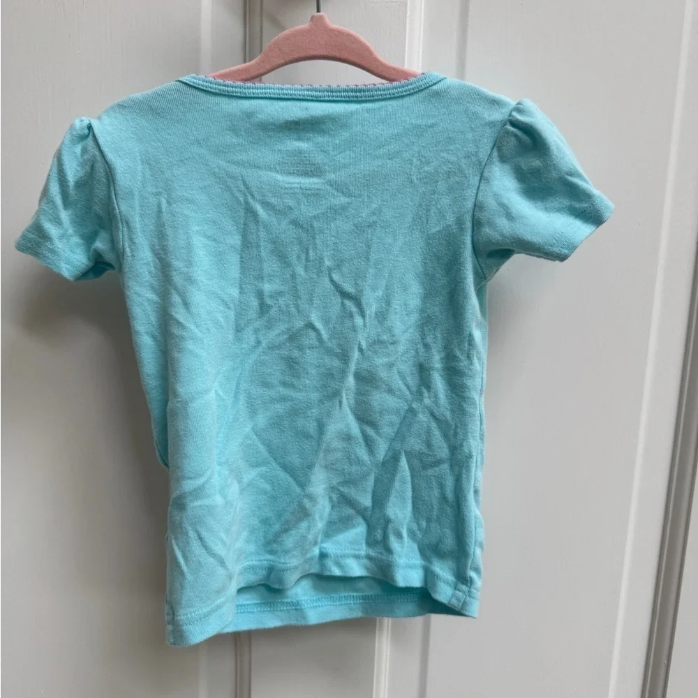 Simple Joys by Carter's 24M Girls Blue Bunny Hopping Bed Short Sleeve Pajama Top